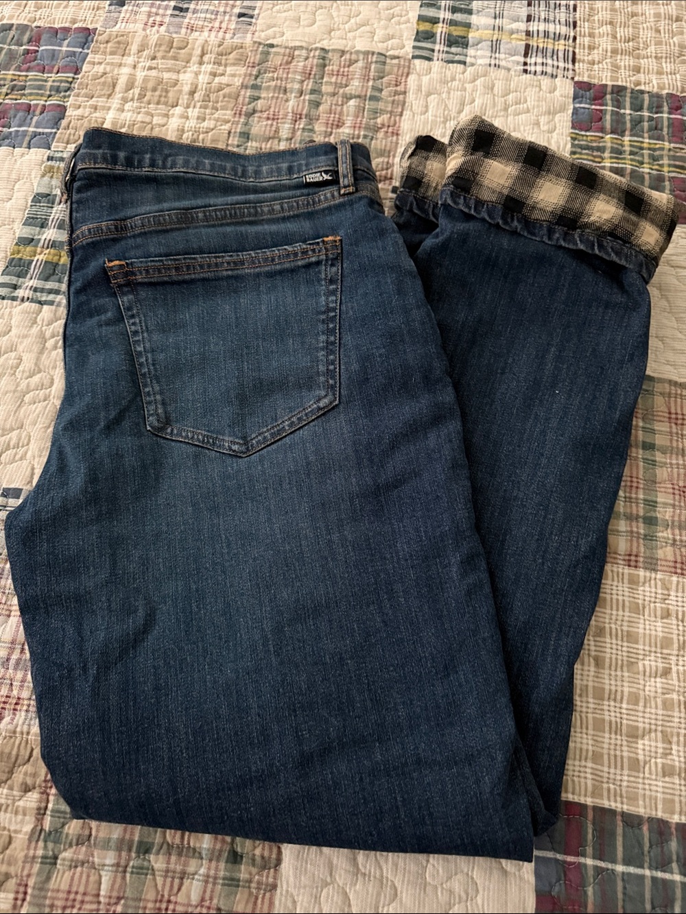 Eddie Bauer Dark Indigo Flannel Lined Boyfriend Jeans